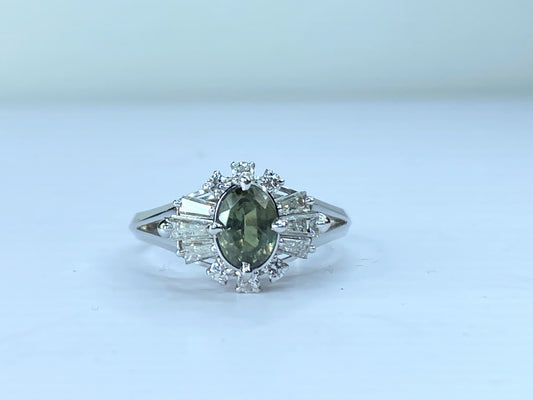 Certified Platinum 0.85ct Alexandrite 0.54ct F/VS1 Diamond statement ring JR672