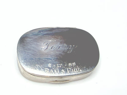 1966 Sterling Silver Pam & Phil Oval Pill Box Tested for Silver Pocket Tin SS186