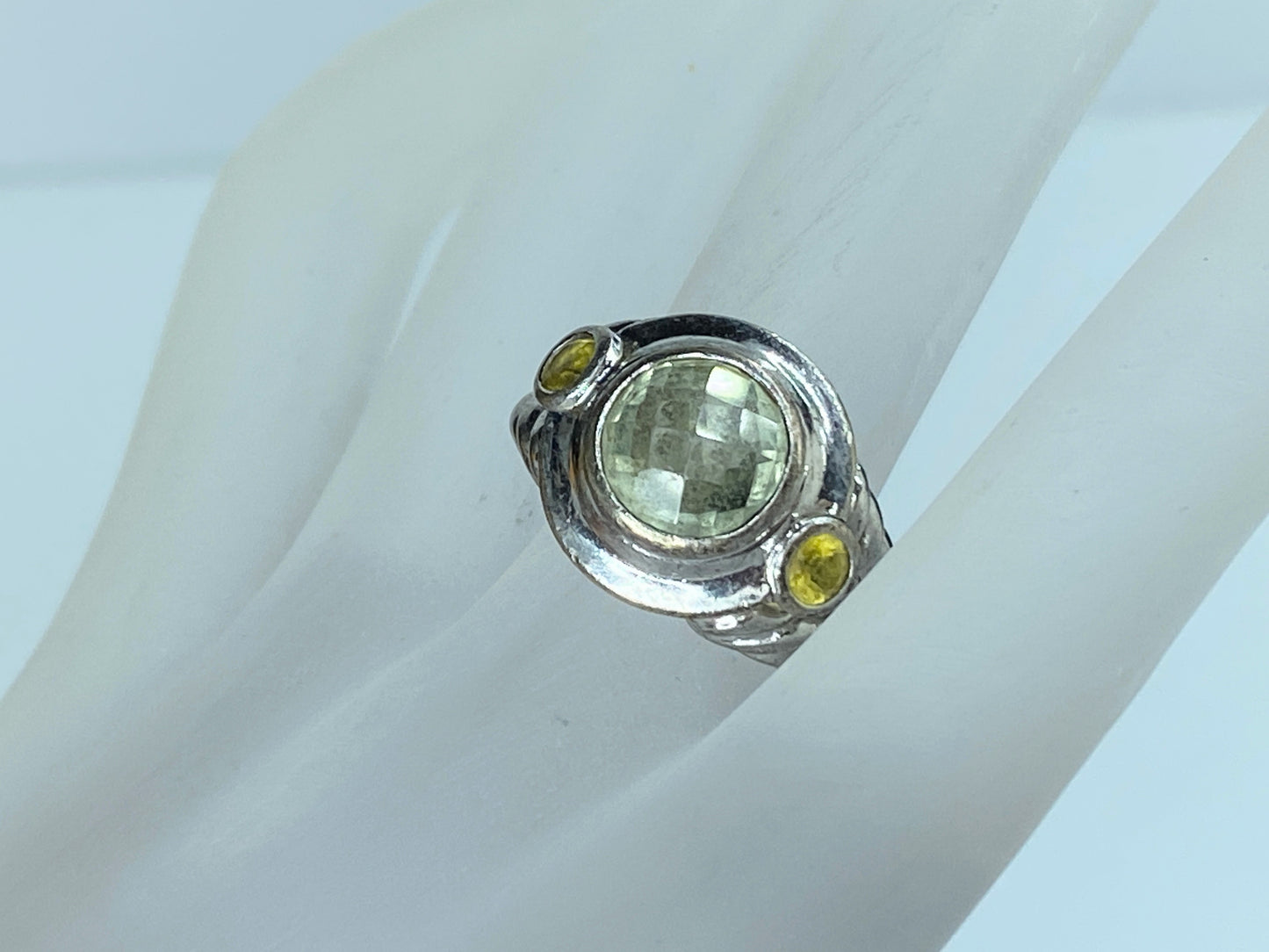 Judith Ripka natural Faceted Lemon Quartz Citrine cable ring JR9037