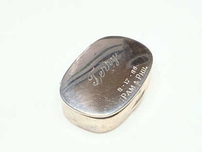 1966 Sterling Silver Pam & Phil Oval Pill Box Tested for Silver Pocket Tin SS186
