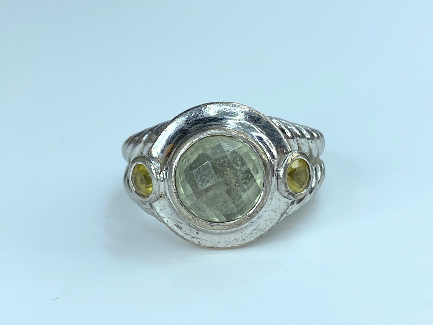 Judith Ripka natural Faceted Lemon Quartz Citrine cable ring JR9037