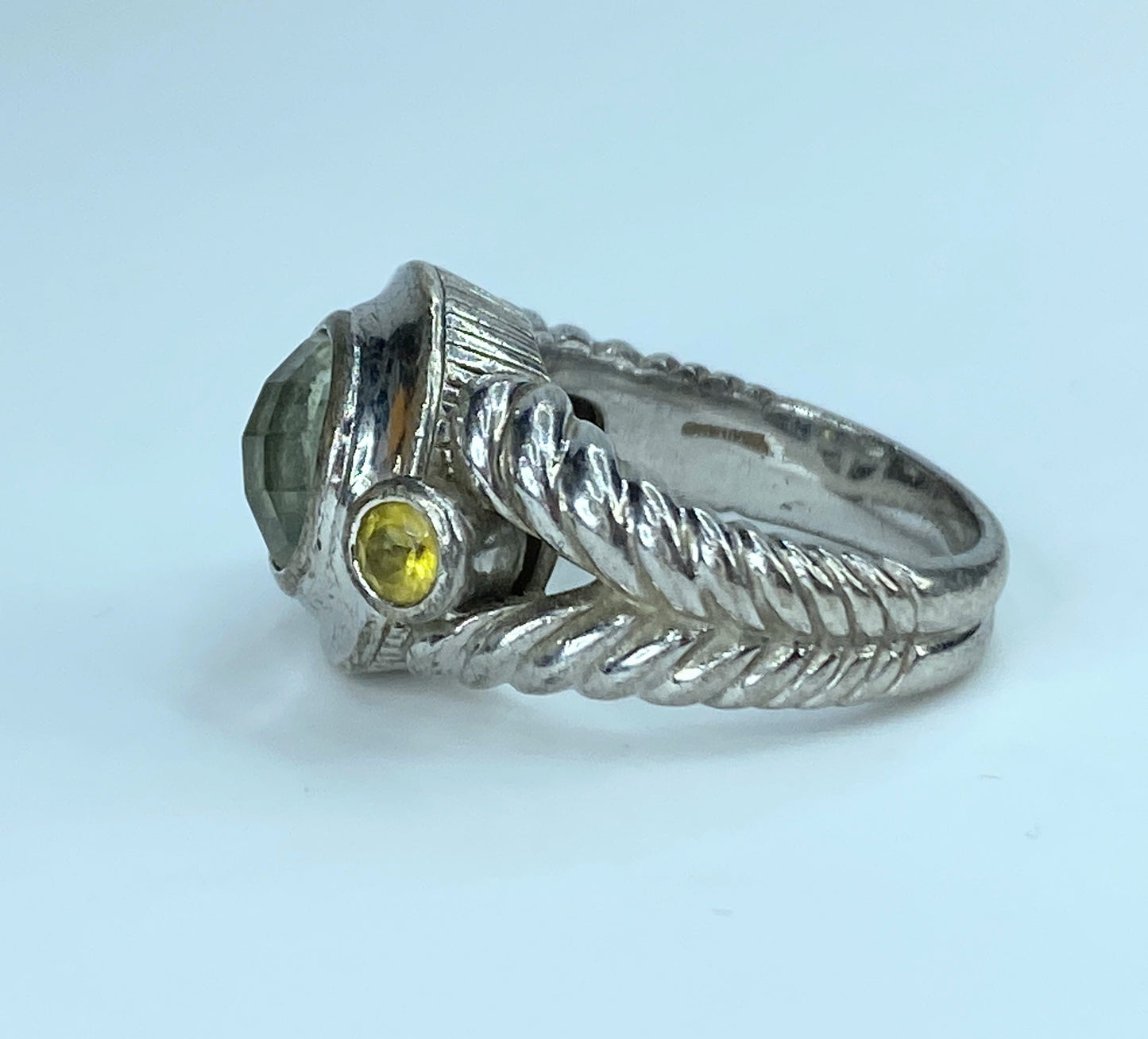 Judith Ripka natural Faceted Lemon Quartz Citrine cable ring JR9037