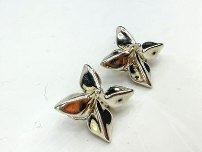 Vintage Tiffany & Co Sterling Silver Plumeria Poinsettia Flower Earrings JR1966