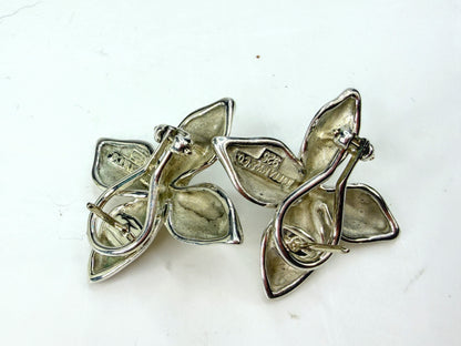Vintage Tiffany & Co Sterling Silver Plumeria Poinsettia Flower Earrings JR1966