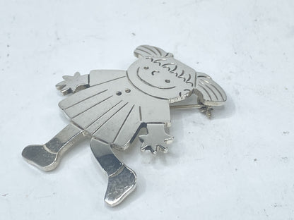 Sterling Silver Girl Brooch, Vintage Figural Design, 925 13g JR1113