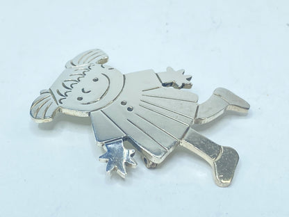 Sterling Silver Girl Brooch, Vintage Figural Design, 925 13g JR1113