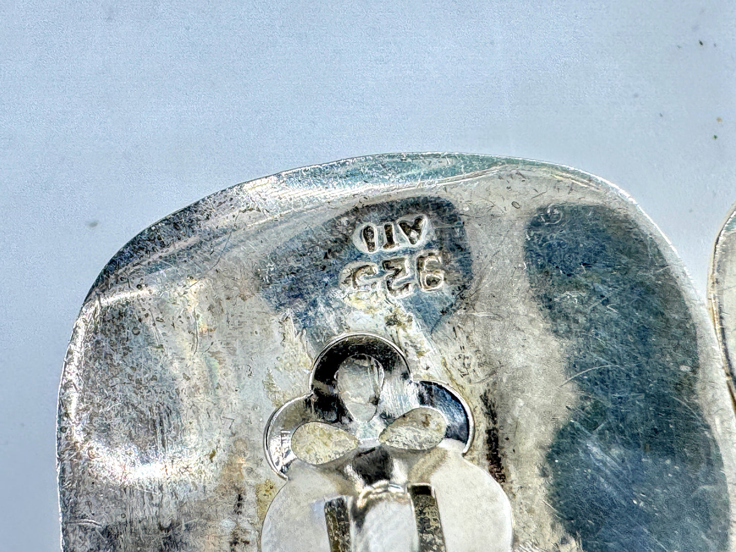 Mexican Hand-Hammered Sterling Silver Square Clip-On Earrings  21.1g JR2074