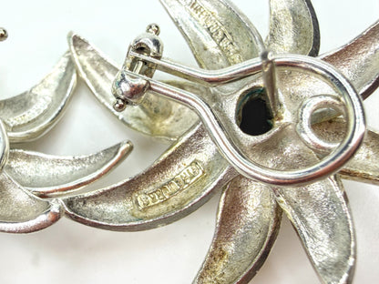 Vintage Tiffany & Co. Fireworks Onyx Sterling 18K Gold Earrings 1995 JR1969