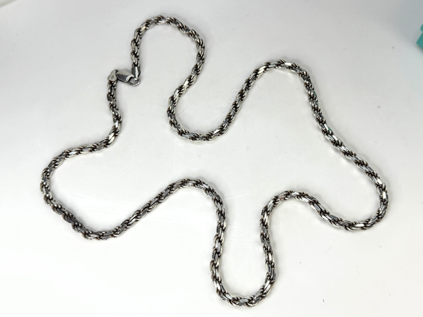 Vintage Italy Sterling Silver Heavy Braided Wheat Chain Necklace 30" 74g JR1968