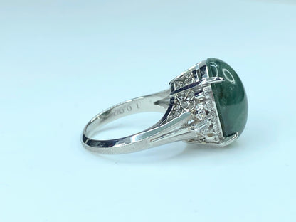 Platinum 10.02ct Tourmaline Cat eye Diamond ring 9.2g S6.25 JR9549