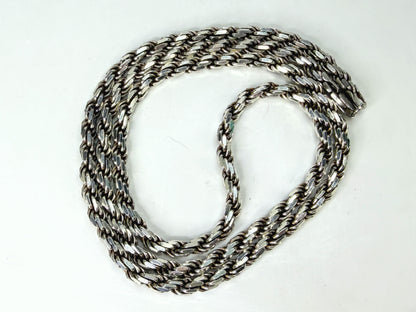 Vintage Italy Sterling Silver Heavy Braided Wheat Chain Necklace 30" 74g JR1968