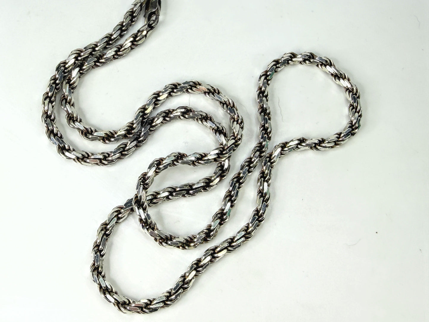 Vintage Italy Sterling Silver Heavy Braided Wheat Chain Necklace 30" 74g JR1968