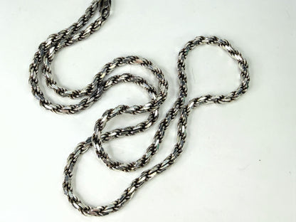 Vintage Italy Sterling Silver Heavy Braided Wheat Chain Necklace 30" 74g JR1968