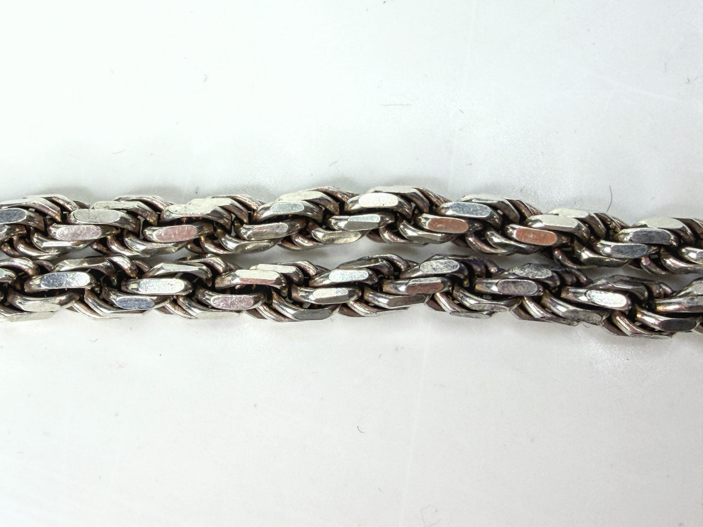 Vintage Italy Sterling Silver Heavy Braided Wheat Chain Necklace 30" 74g JR1968