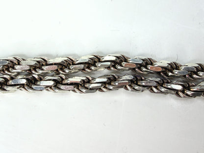 Vintage Italy Sterling Silver Heavy Braided Wheat Chain Necklace 30" 74g JR1968