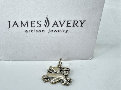 Retired Artisan James Avery Sterling Silver Flying Baby Angel Charm 2.6g JR2086