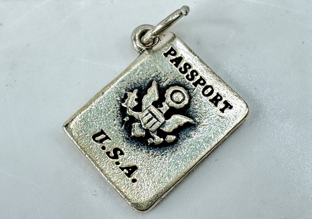 Vintage James Avery Passport U.S.A. Happy Tours Sterling Silver Charm JR2097