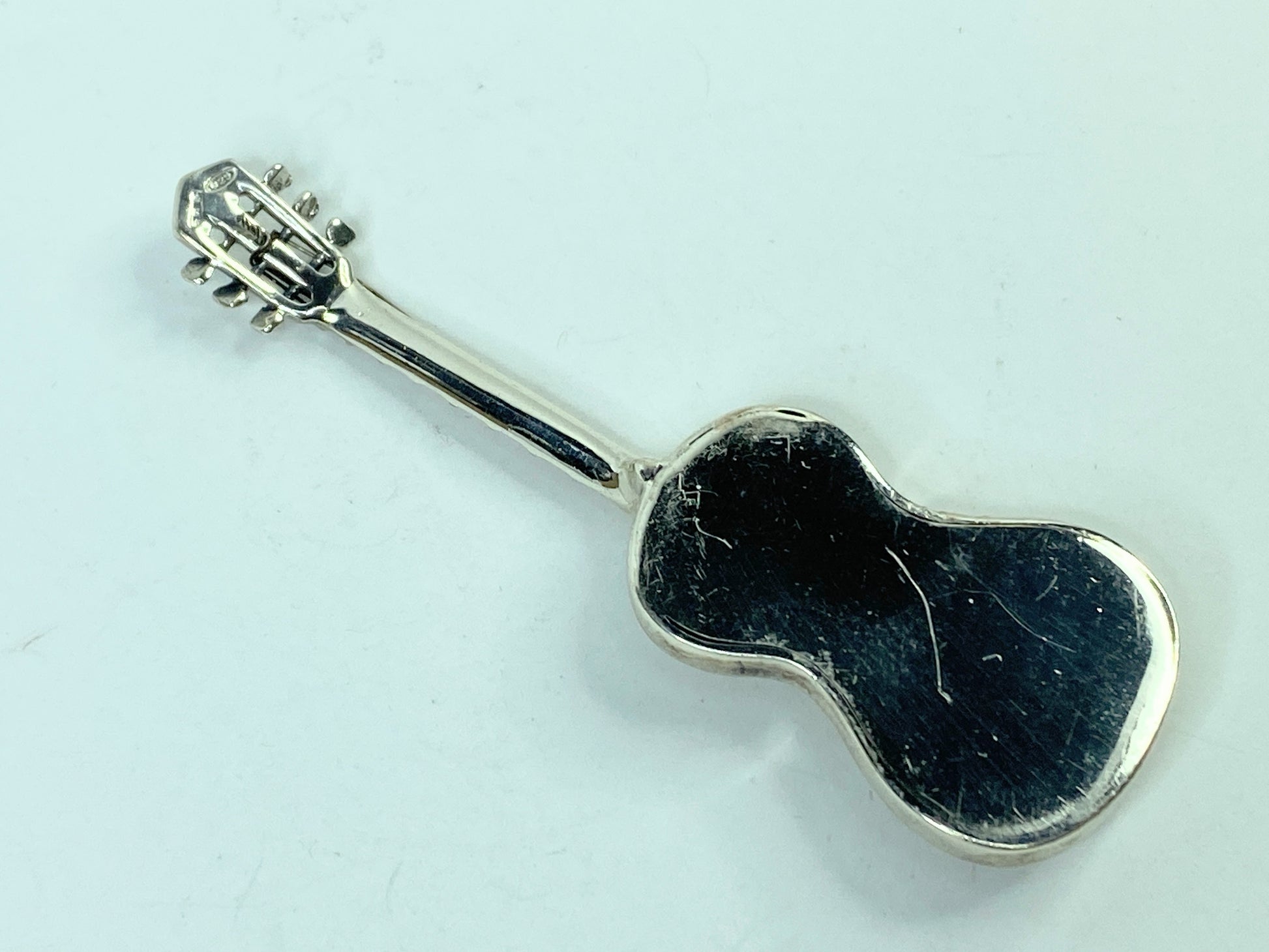 Miniature Sterling Silver Guitar with Strings 3 1/8" 15.5 grams SS80