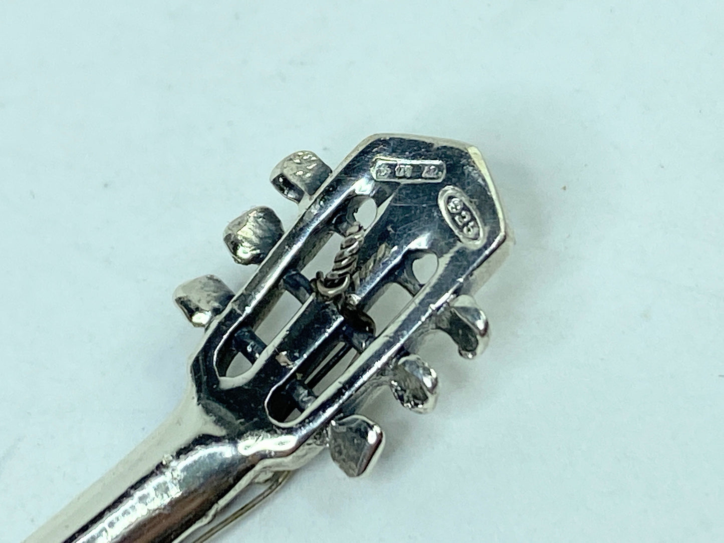 Miniature Sterling Silver Guitar with Strings 3 1/8" 15.5 grams SS80