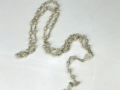 Vintage Sterling Silver Filigree Rosary Roma Hinged Box Cross 18g JR1970