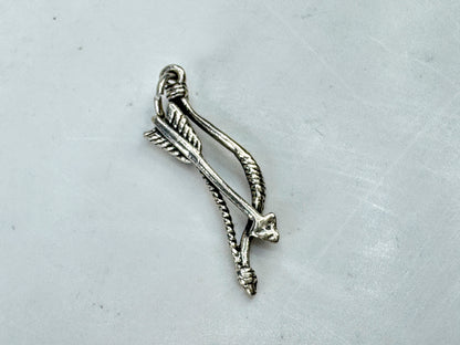 Vintage Sterling Silver Bow & Arrow Charm Pendant 1.25" JR2079