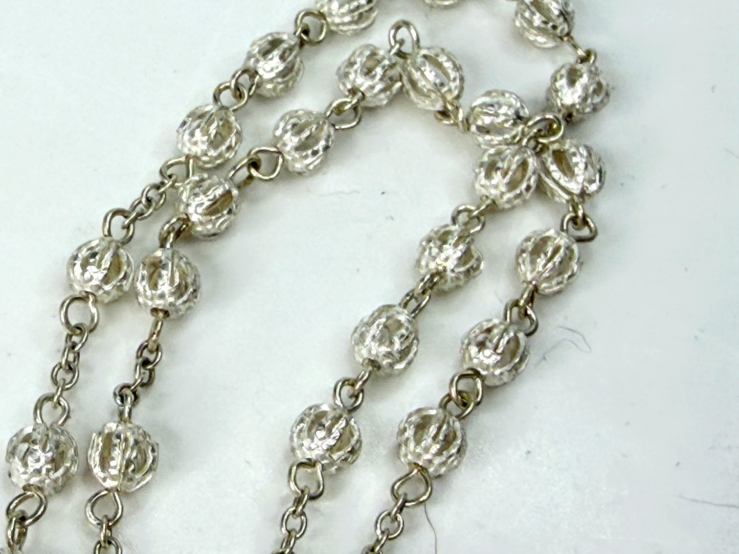 Vintage Sterling Silver Filigree Rosary Roma Hinged Box Cross 18g JR1970