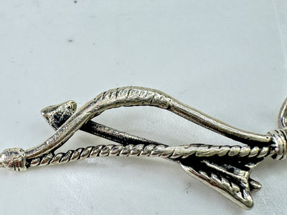 Vintage Sterling Silver Bow & Arrow Charm Pendant 1.25" JR2079