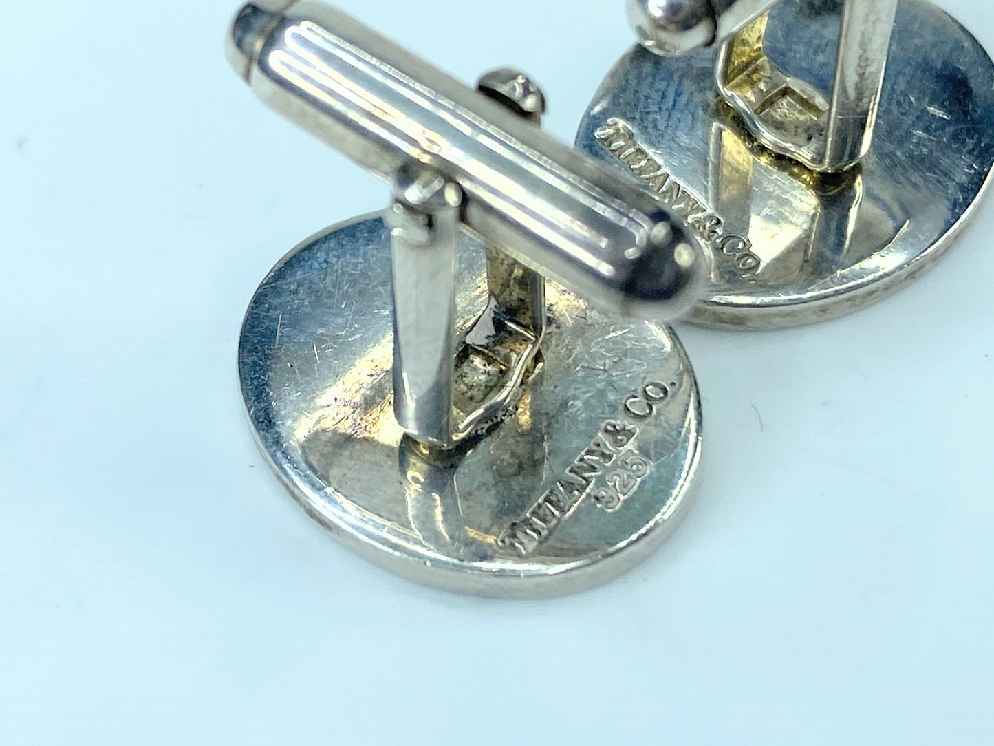 Tiffany & Co. Sterling Silver Engine Turned Oval Cufflinks 12.8g JR9552