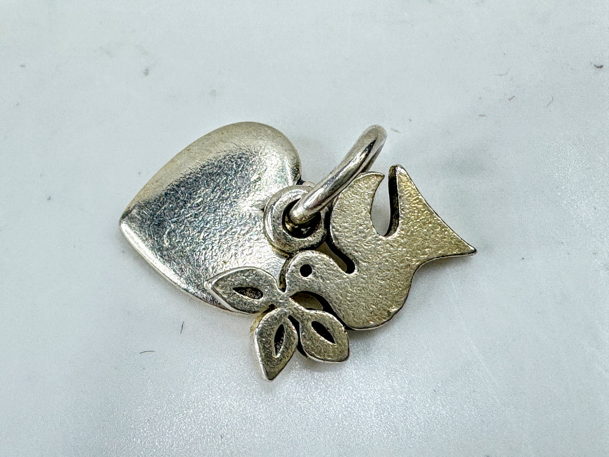 Vintage Artisian James Avery Sterling Heart & La Paloma Dove Charms set JR2080