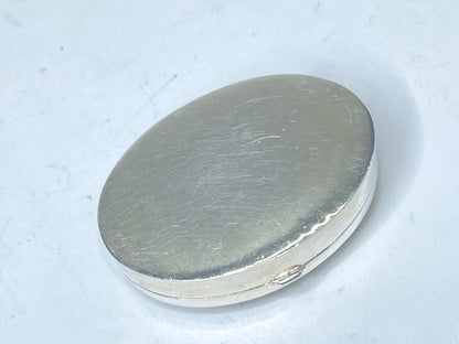 Sterling Silver 925 Vintage Oval Cat Cute Family Mini Pill Box Case 1 7/8" SS132