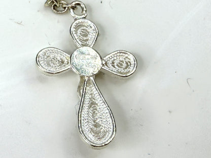 Vintage Sterling Silver Filigree Rosary Roma Hinged Box Cross 18g JR1970