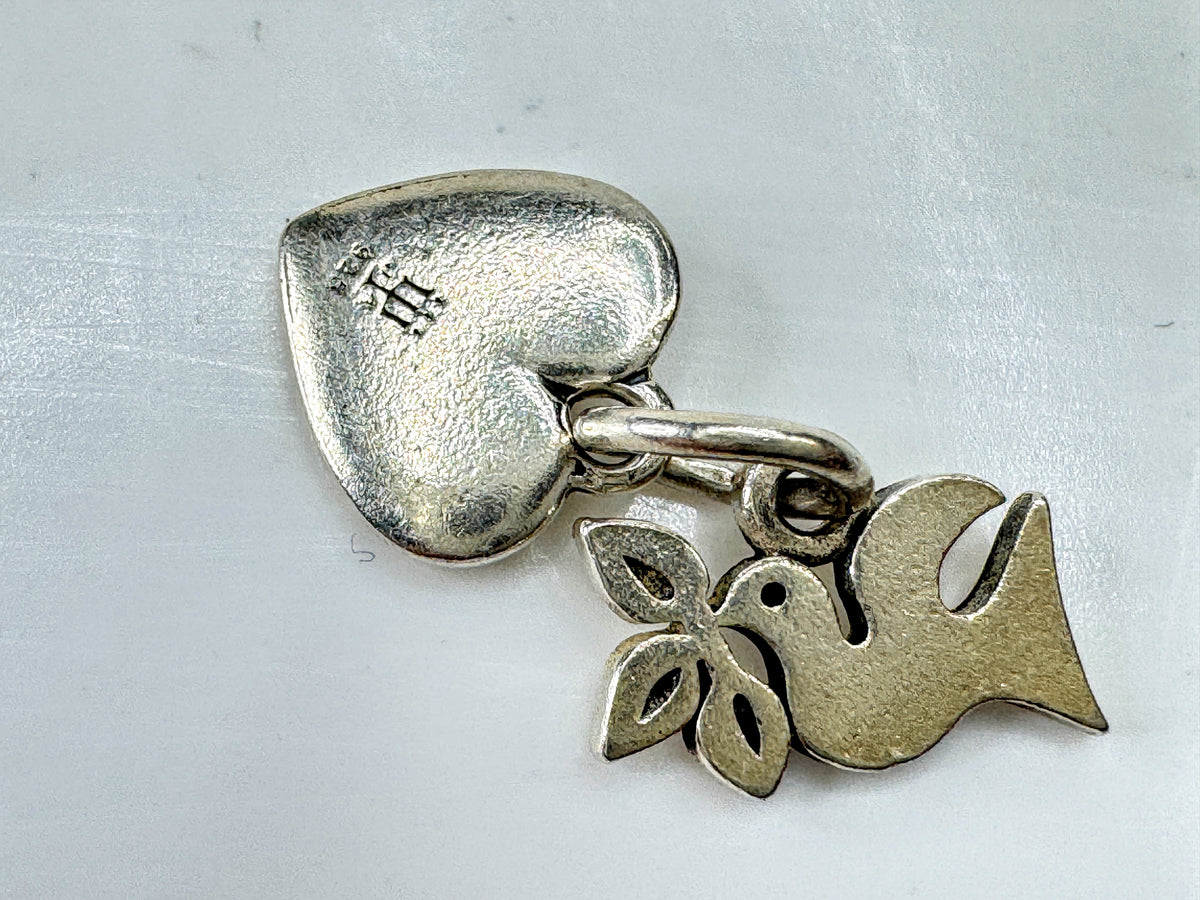 Vintage Artisian James Avery Sterling Heart & La Paloma Dove Charms set JR2080