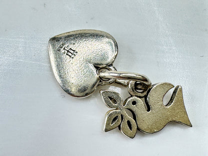 Vintage Artisian James Avery Sterling Heart & La Paloma Dove Charms set JR2080