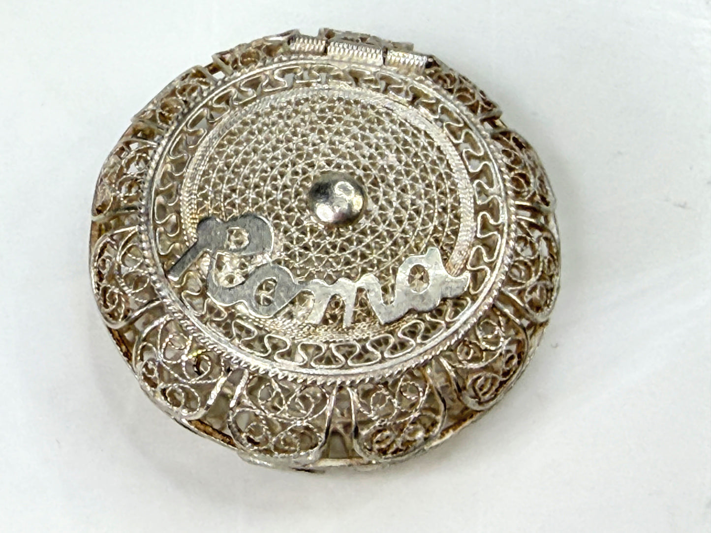 Vintage Sterling Silver Filigree Rosary Roma Hinged Box Cross 18g JR1970