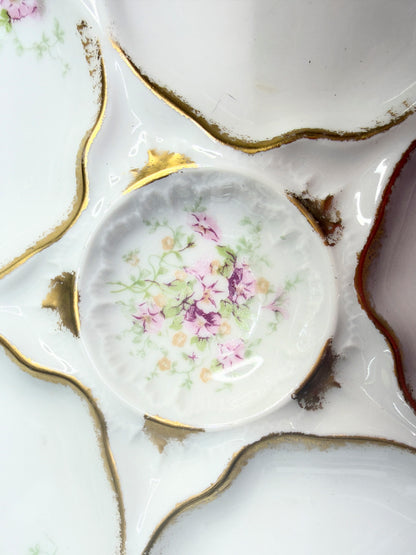 Antique Theodore Haviland Limoges Oyster Plate Floral Gilt 8.5” France A743