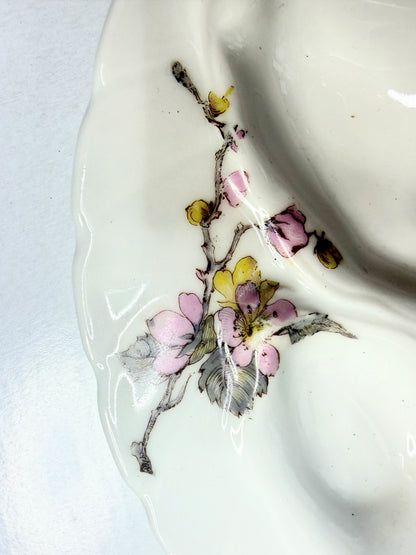 Antique Haviland Limoges oyster plate, floral white porcelain A744