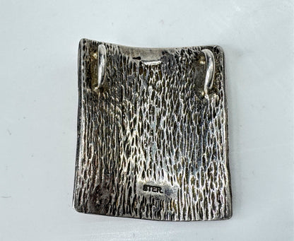 Vintage Sterling Silver Sculptural Face Mask Slide Pendant Modernist JR2084