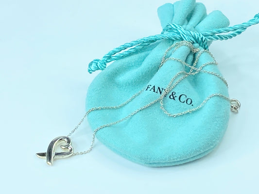 Tiffany & Co Sterling Silver Paloma Picasso Loving Heart Necklace 16.5" JR132