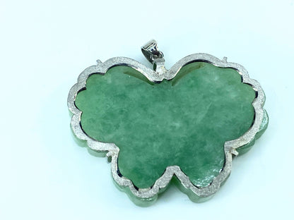 Platinum 900 natural Jadeite Butterfly motif pendant 15.8g 1.5"  JR9554