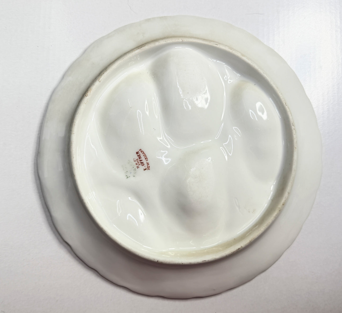 Antique Haviland Limoges oyster plate, floral white porcelain A744
