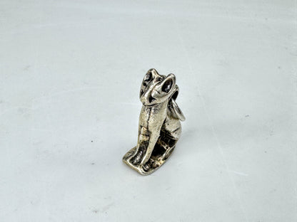 Vintage Sterling Silver 3D Sitting Cat Figural Charm Pendant 3.0g JR2082