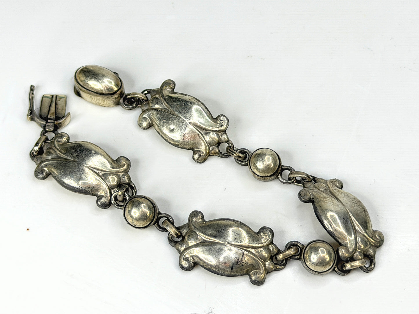 Vintage Georg Jensen No. 11 Moonlight Blossom 830 Silver Bracelet 7.5" JR1972