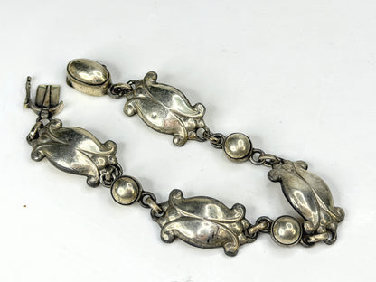 Vintage Georg Jensen No. 11 Moonlight Blossom 830 Silver Bracelet 7.5" JR1972