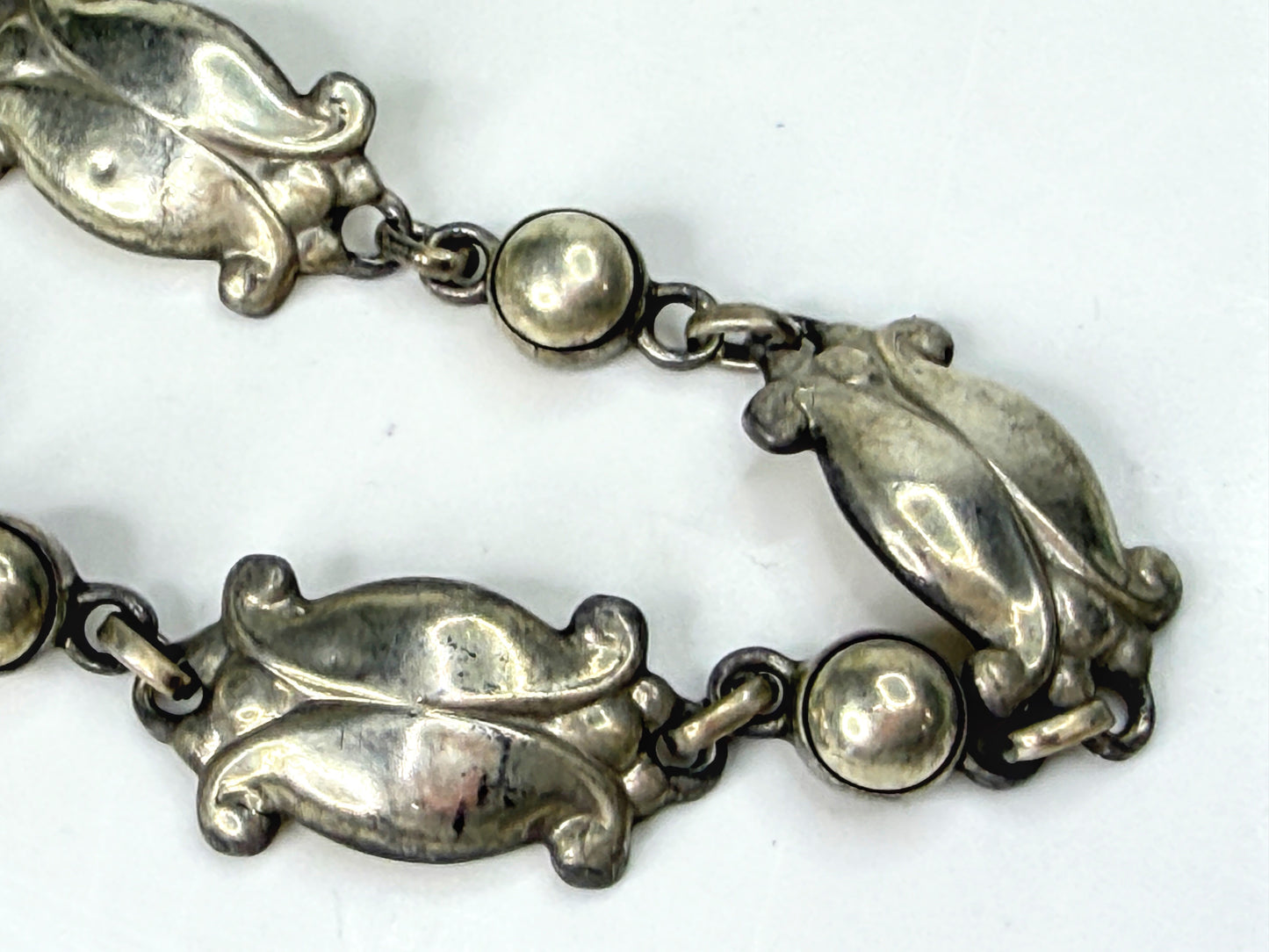 Vintage Georg Jensen No. 11 Moonlight Blossom 830 Silver Bracelet 7.5" JR1972