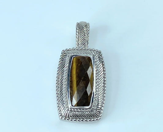 Judith Ripka Tiger Eye Pendant Enhancer In Sterling 11.3g JR9046