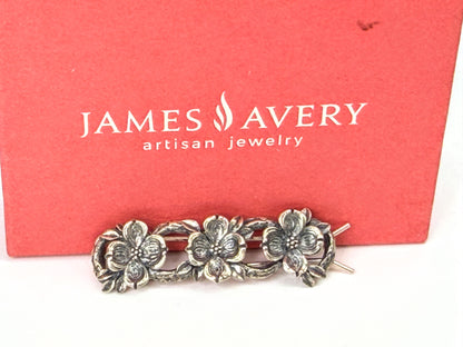 Rare Retired James Avery Sterling Triple Dogwood Hair Barrette Box JR1974