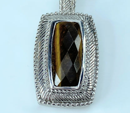 Judith Ripka Tiger Eye Pendant Enhancer In Sterling 11.3g JR9046