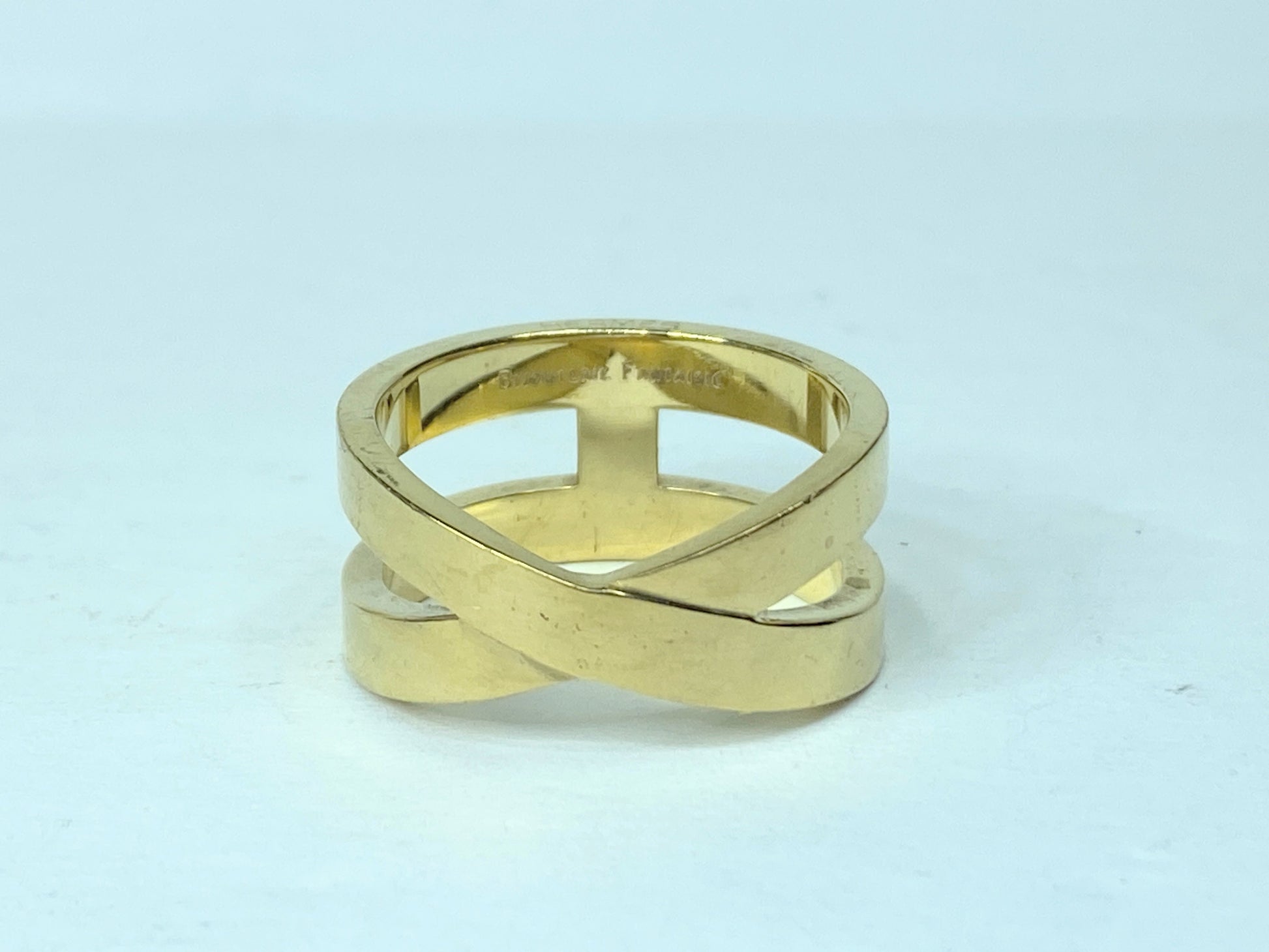 Hermes Bijouterie Fantaisie H Scarf Ring Gold Metal in box GS482