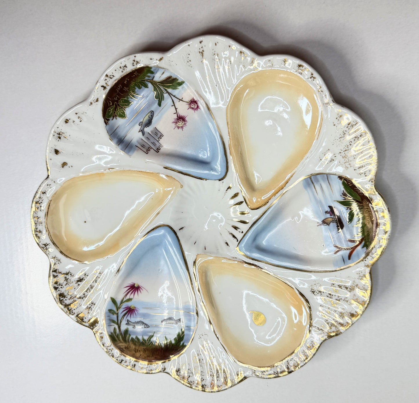 Vintage Spode English Porcelain Oyster Plate Scenic Wells 8.5" A746