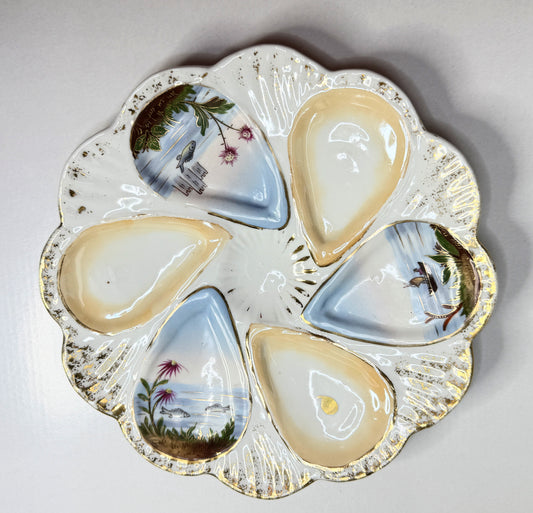 Vintage Spode English Porcelain Oyster Plate Scenic Wells 8.5" A746